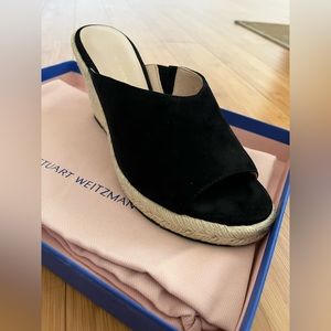 Stuart Weitzman Wonda Suede Wedge Sandal Size 7 B 37.5
